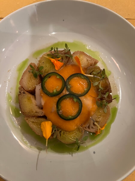 Leek and Scallop appetizer by Crespo