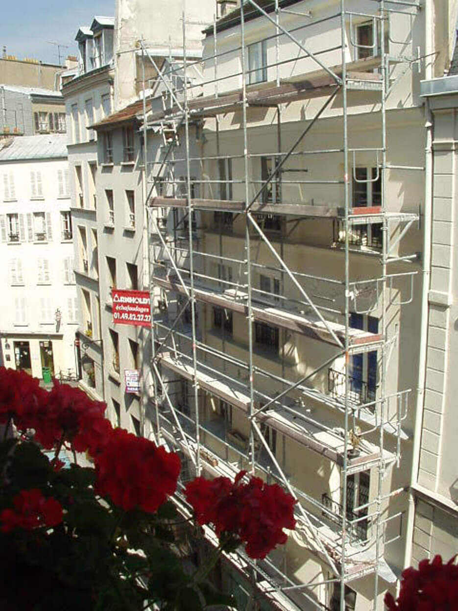 Scaffolding on a building facade in Paris