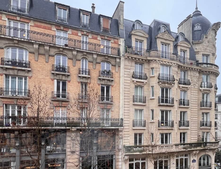 Hausemann style apartment buildings in Paris, France