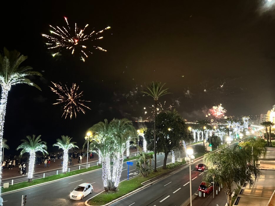 Fireworks display for New Year's in Nice
