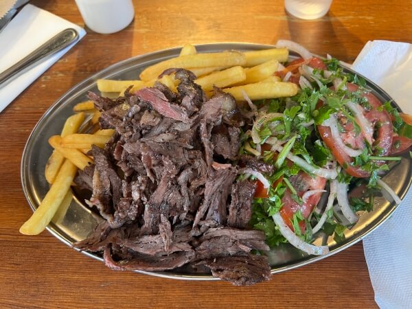 Shawarma at Mifgash Rambam in Tel Avivi