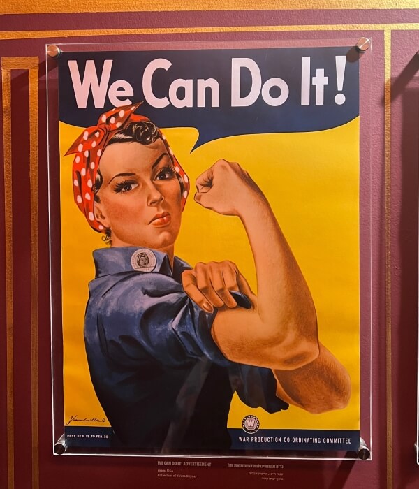 The authentic We Can Do It poster on exhibit at the Design Museum in Tel Aviv