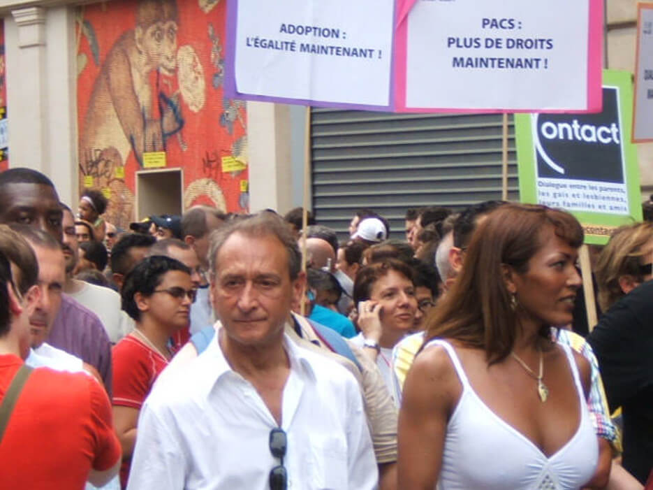 Former mayor of Paris, Bertrand Delanoë, at Paris Gay Pride