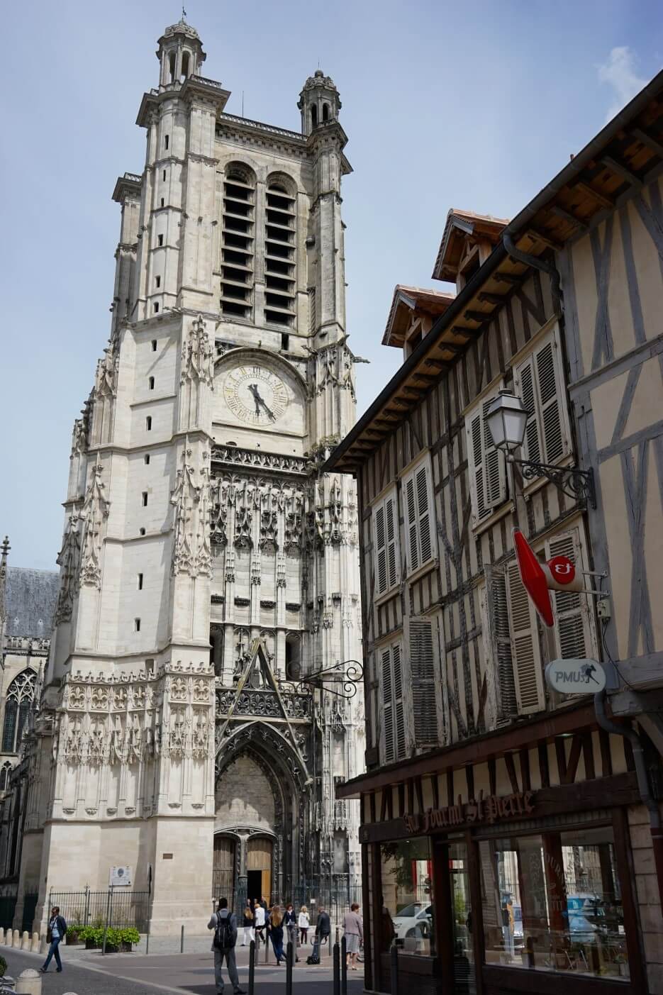 A cathedral bell tower in Troyes France