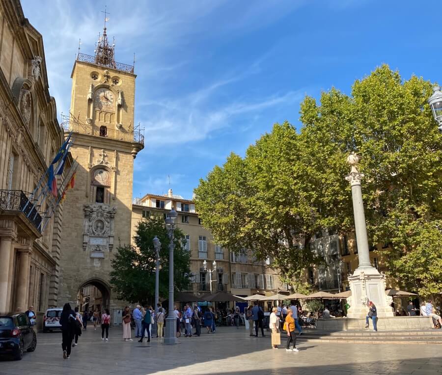 Central village view of Aix-en-Provence in France