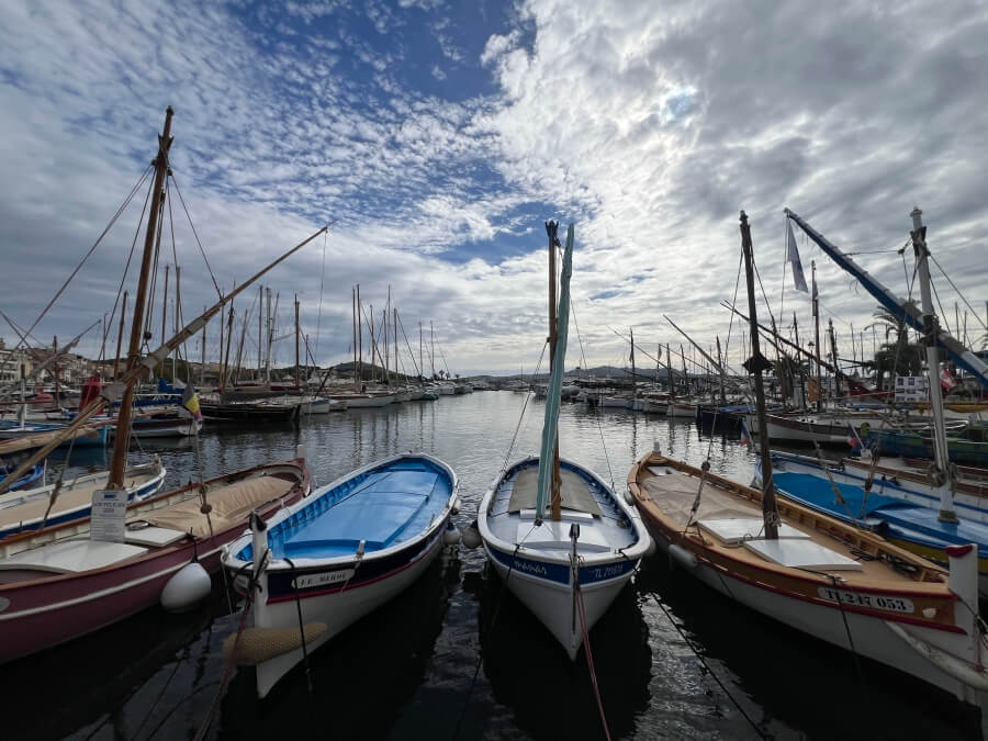 Boats docked at the port in Sanary-sur-Mer