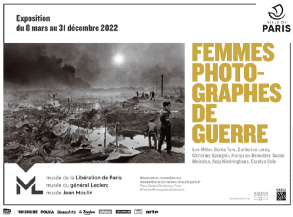 Promotional poster for Women photographers of the war exhibition in Paris