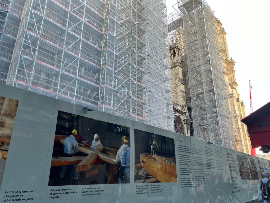 Notre Dame in Paris covered with scaffolding