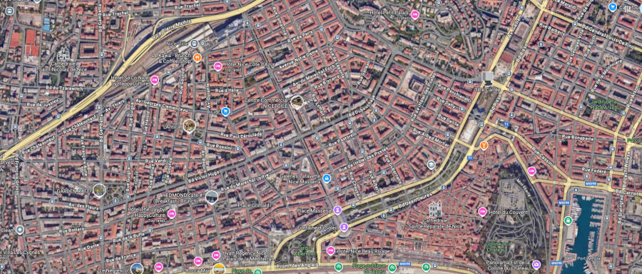 Satellite view of Nice, France