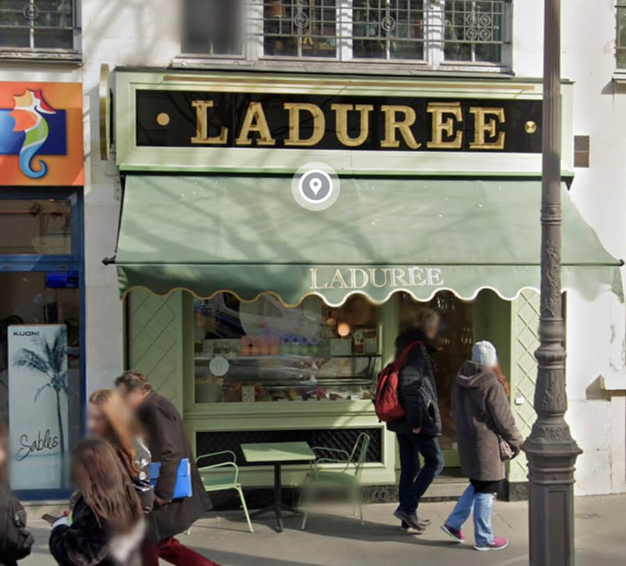 shops along rue de Bretagne in Paris, France