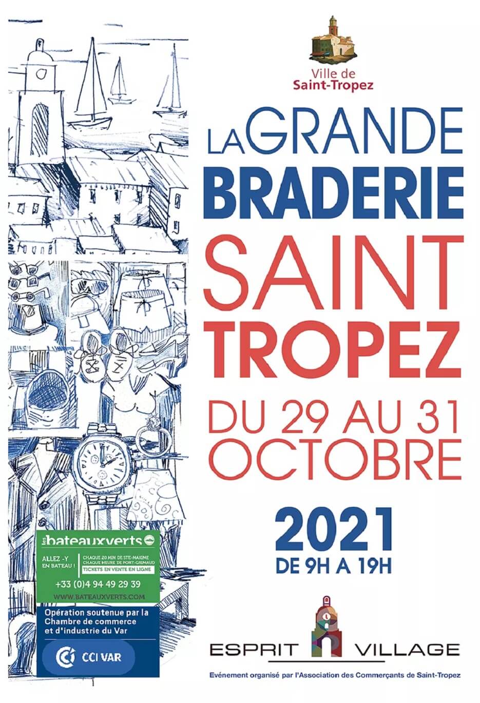 Poster for the annual La Grande Braderie des Commerçants in Saint-Tropez