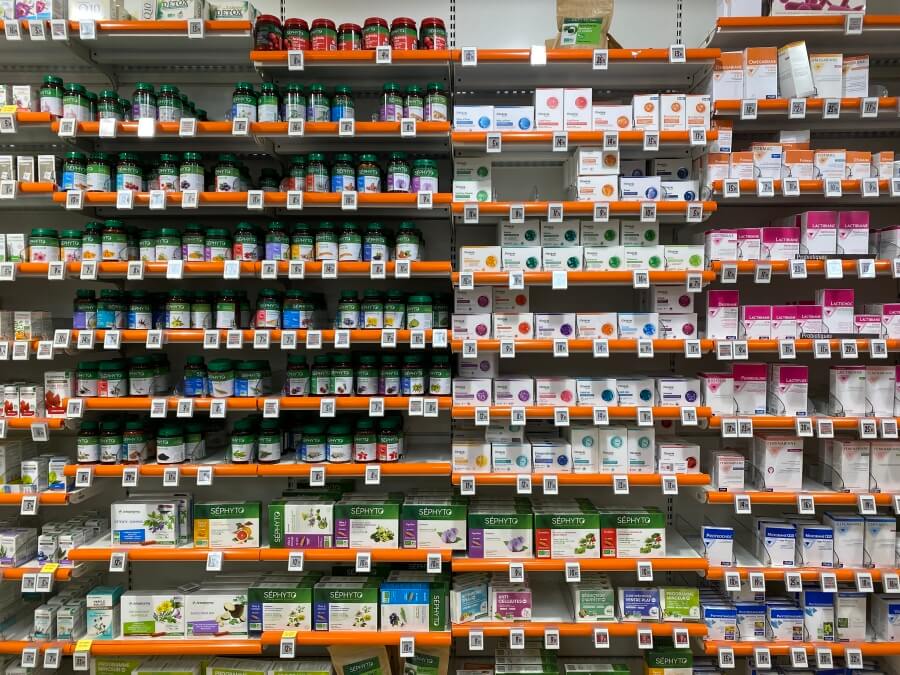 Herbal remedies at a pharmacy in France