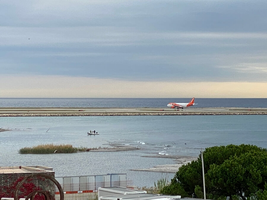 A jet on the runway at the airport in Nice