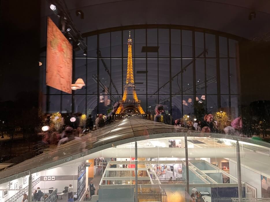 A view of the Eiffel Tower from the VIP lounge at Paris Photo