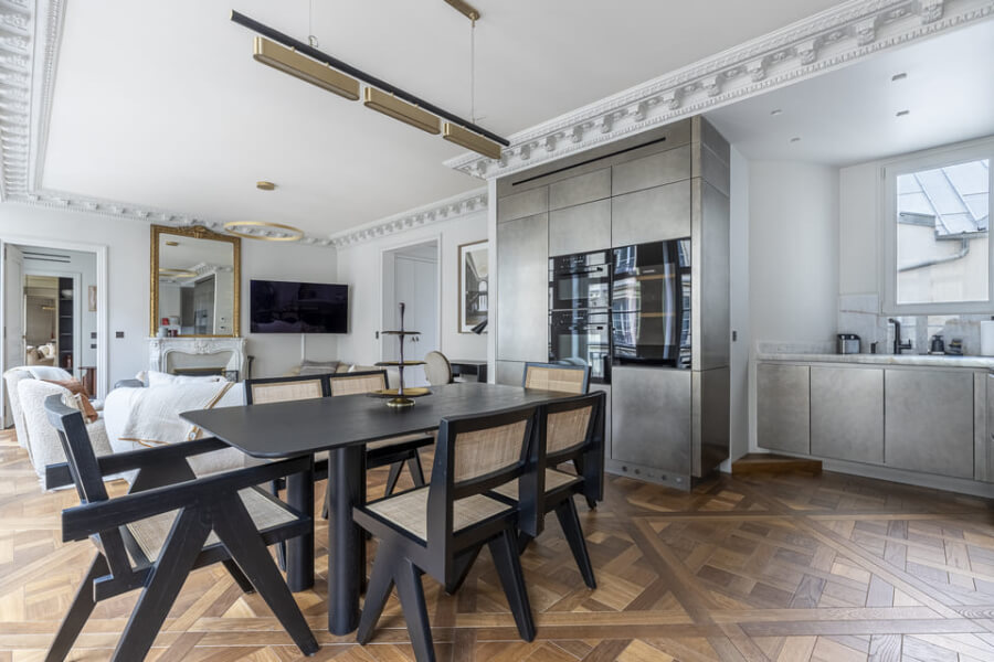 The dinning room/Kitchen area in the rue du Bac fractional apartment