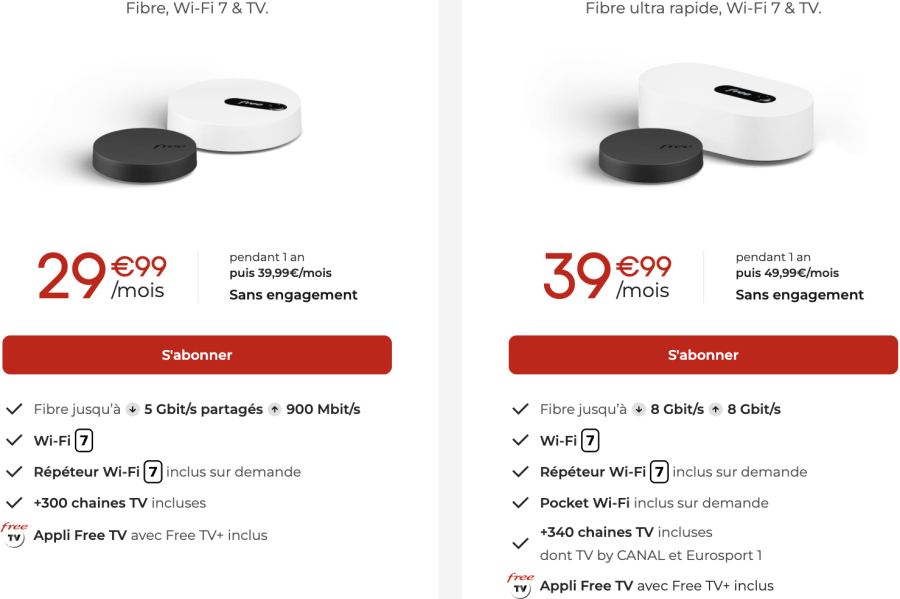 Example of FreeBox offerings