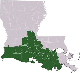 Map of Acadiana Parishes, Louisiana 