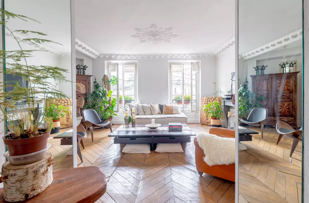 beautiful hardwood floors tall ceilings and big windows at 11 rue Madame Paris
