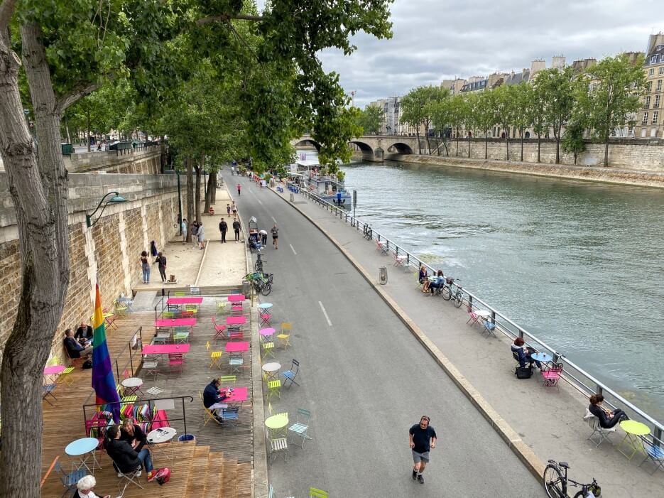 Pedestrians Along the Seine
