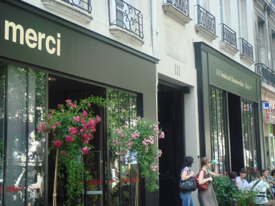 Paris storefront with Merci as the store's name