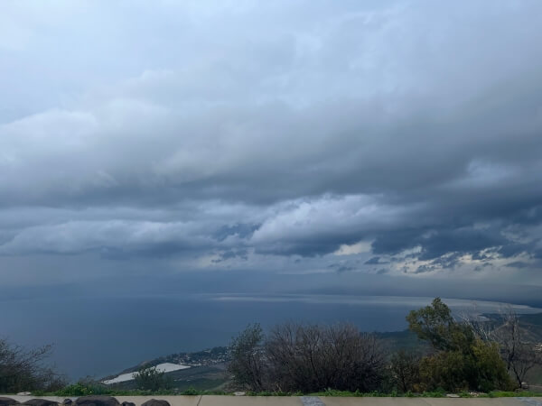 Over slightly overcast view of Lake Kineret in Tel Aviv