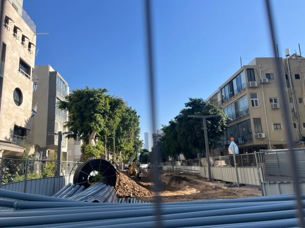 Light rail construction going on in Tel Aviv