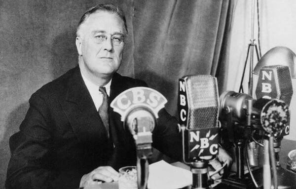 FDR making a radio announcement
