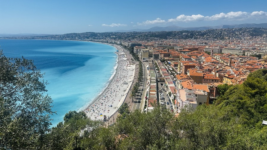 View of Nice from a hilltop in the distance