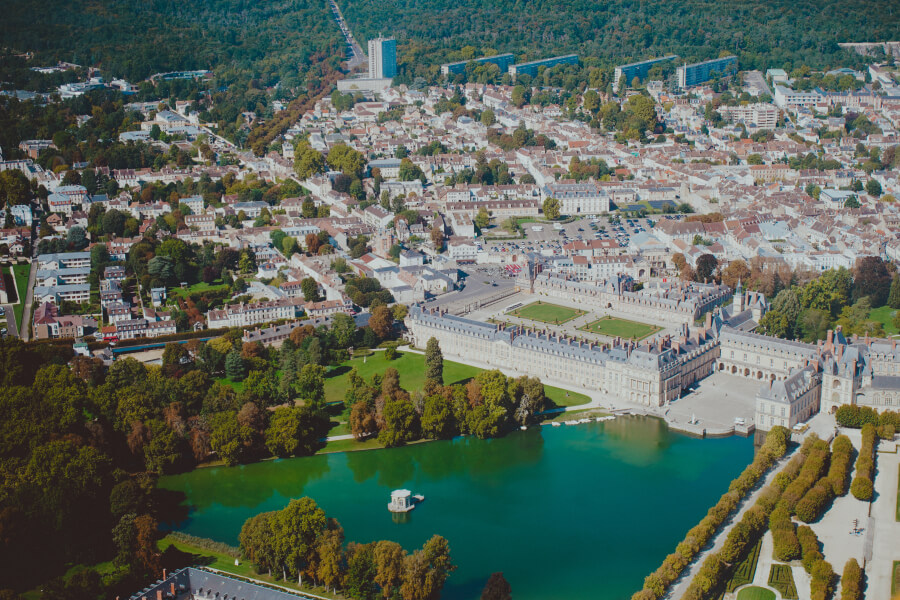Aerial view of Fontainebleau-Avon
