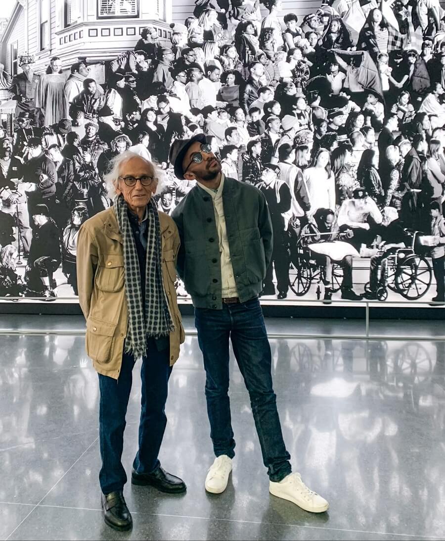 Christo and JR at the San Francisco Museum of Modern Art during the exhibition of JR's "The Chronicles of San Francisco", San Francisco, May 2019, © 2019 JR