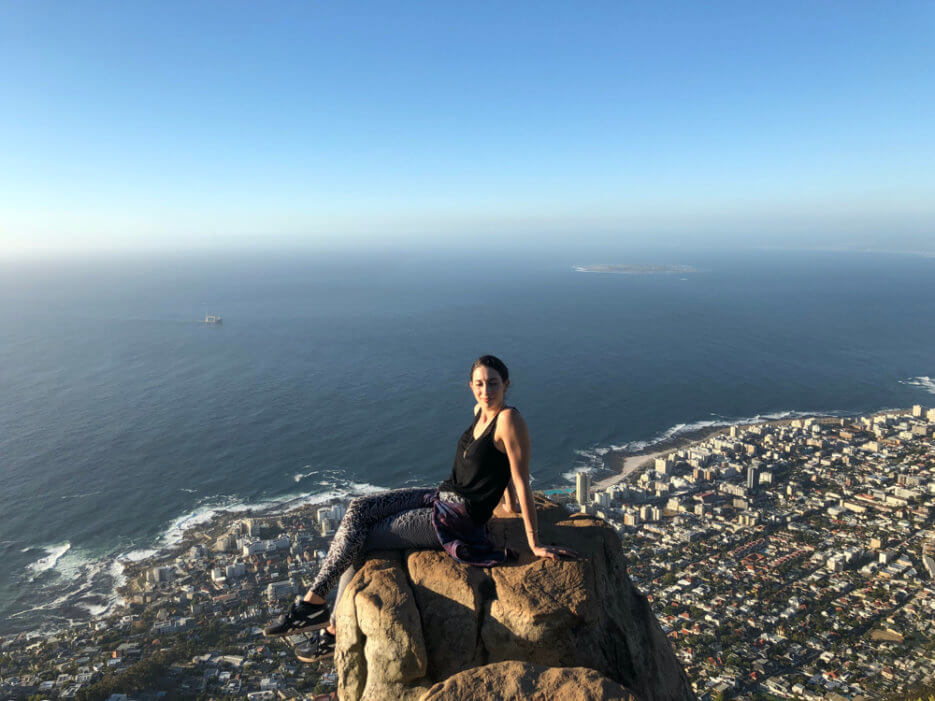 Erica Simone overlooking ocean in Capetown