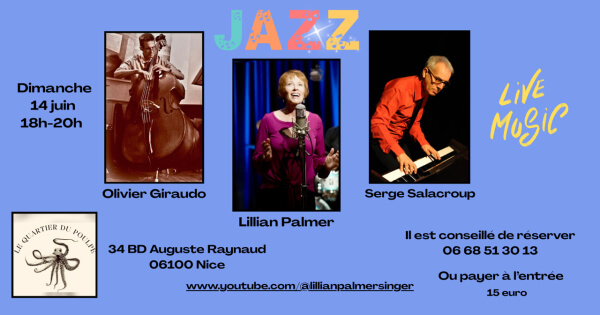 Poster promo for the Lillian Palmer appearance at Le Quartier de Pouple in Nice, France