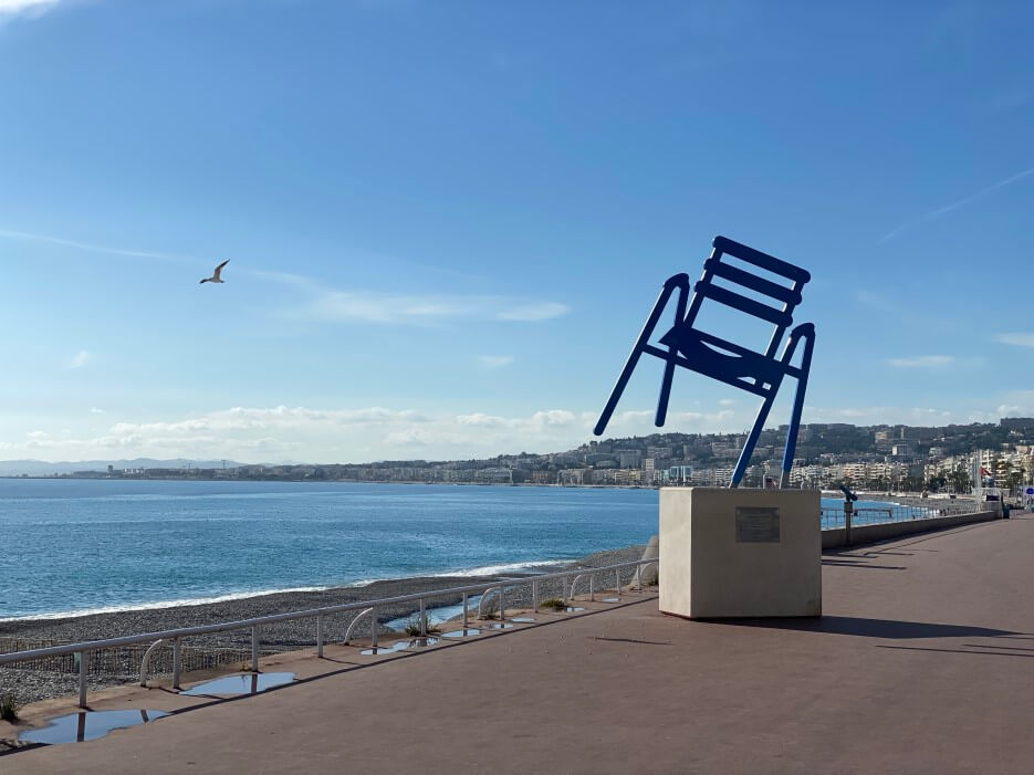 The Oversized Chaise Bleue on the Promenade des Anglais in Nice