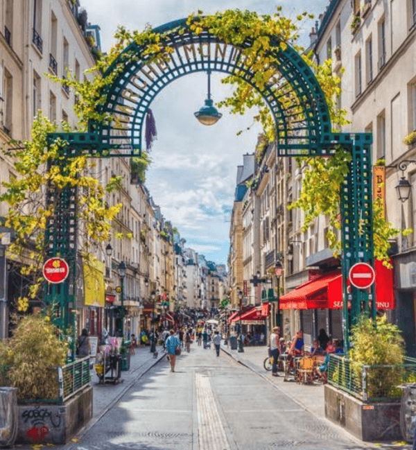 the entrance to rue Montorguil in Paris, France