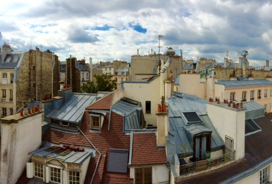 View out over the rooftops in Paris, France