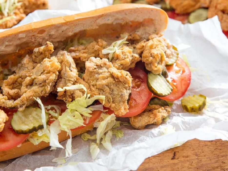 An oyster poboy sandwich from New Orleans, photo by Vicky Wasiki