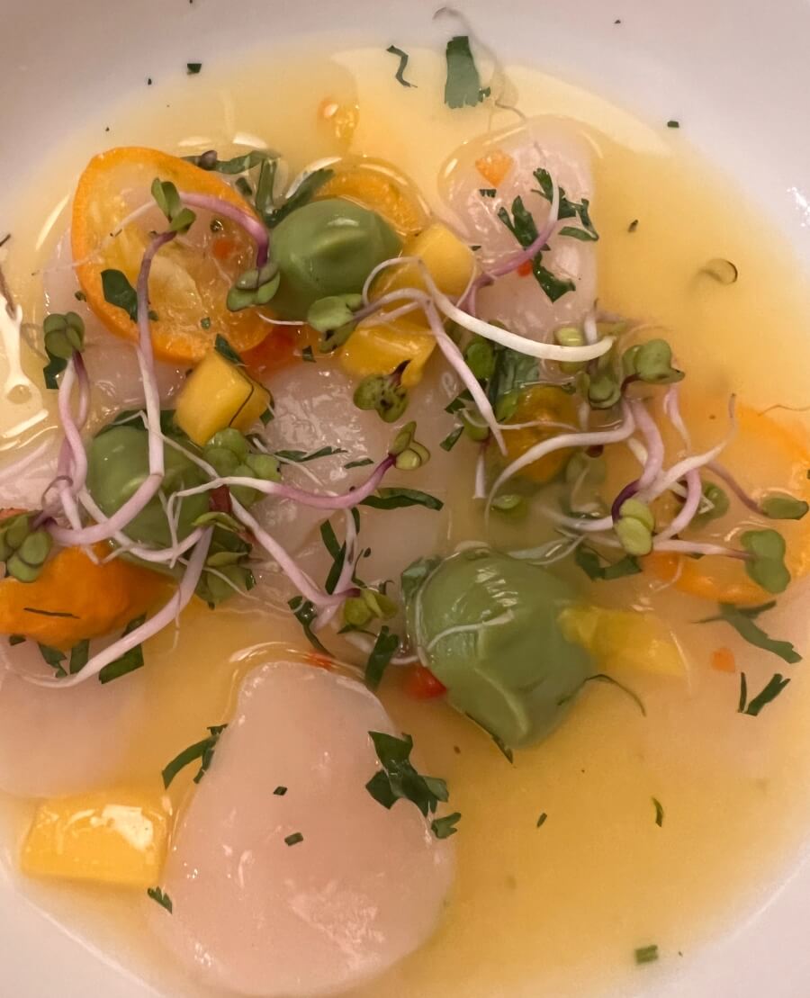 Scallop ceviche at Peixes in Nice, France