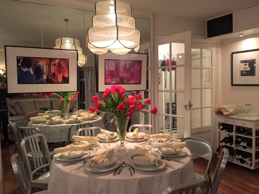 Table set for Adrian Leeds' annual artichoke dinner