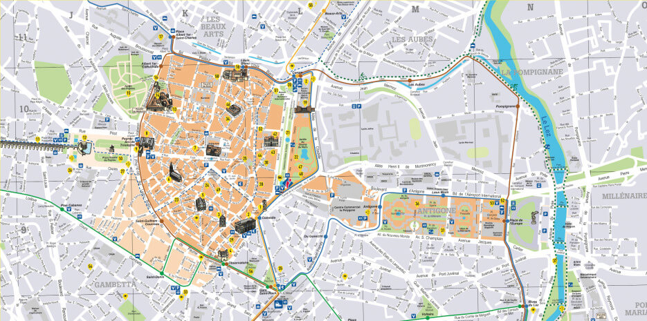 Map of Montpellier's historic center