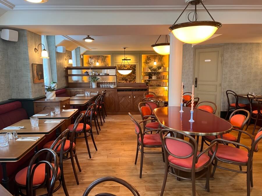 French cafe tables in a cafe