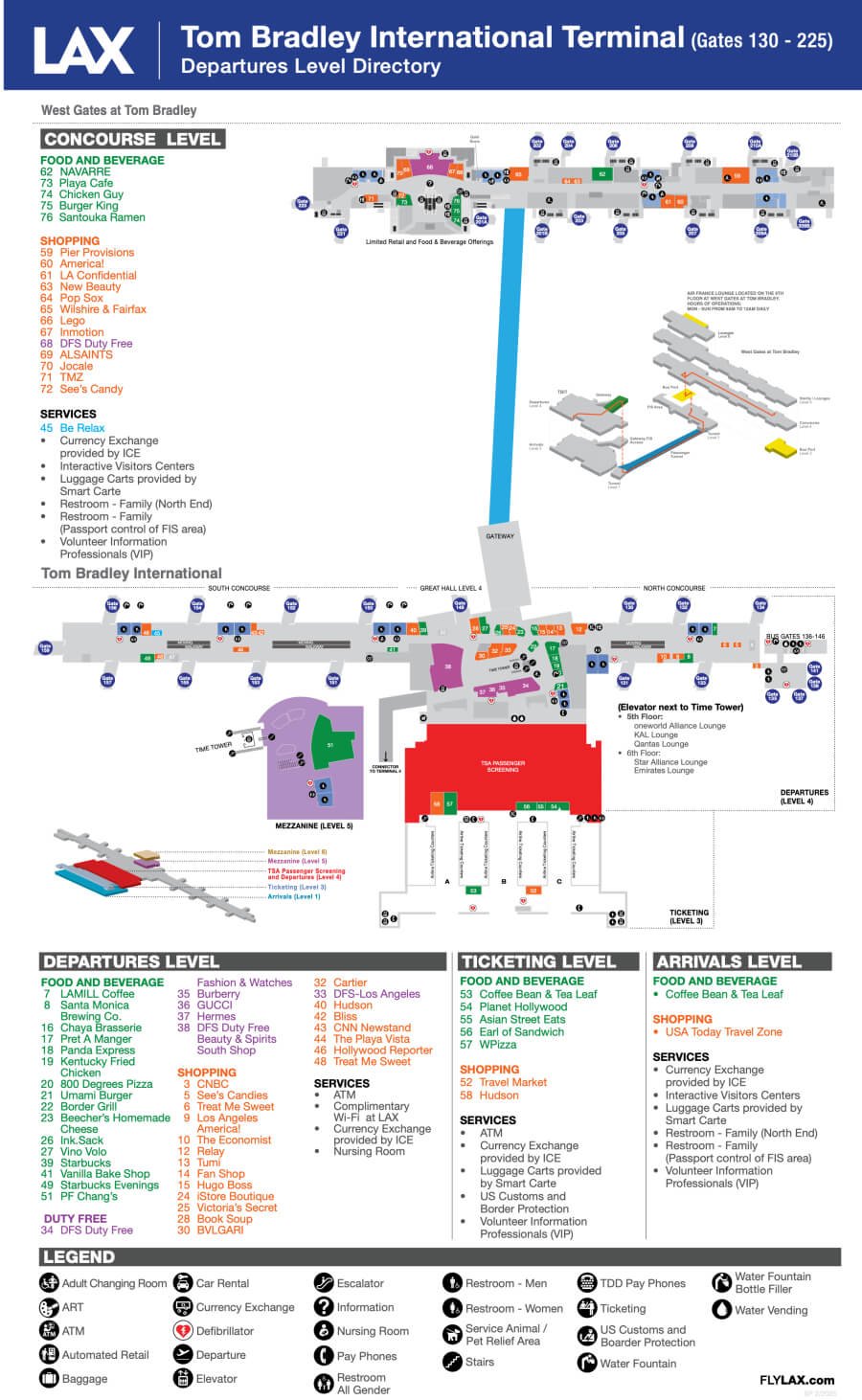 Map of LAX showing the long hall from the international terminal to the main terminal