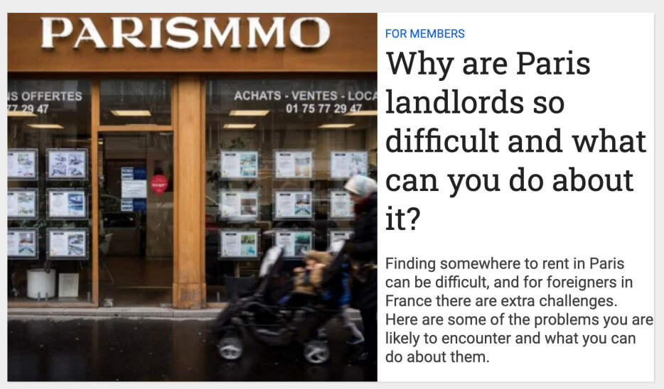 Cover photo for The Local artical on landlords in France