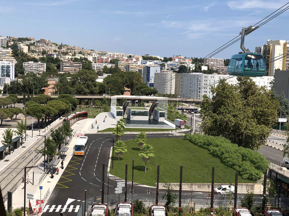 An artist's rendering of the new cable car to be built in Nice