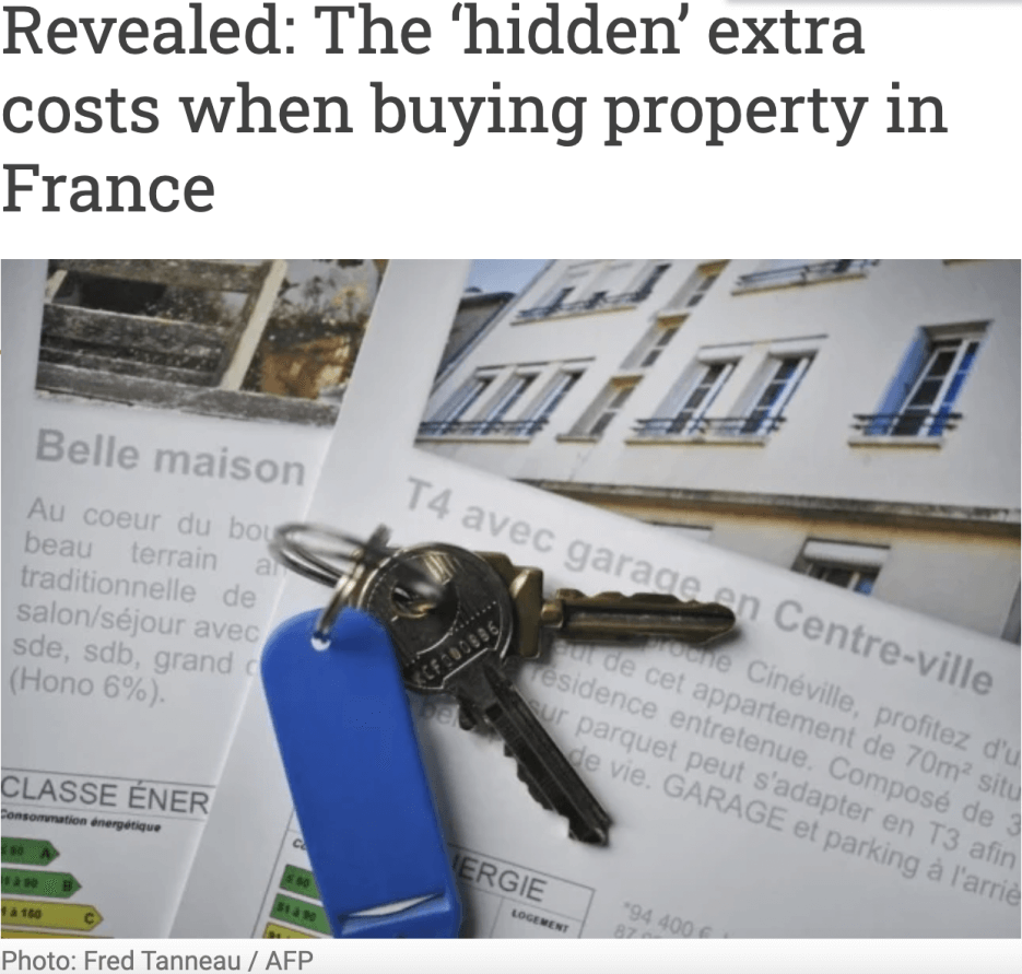 Headline and photo for the Local's article on hidden extra property costs in France