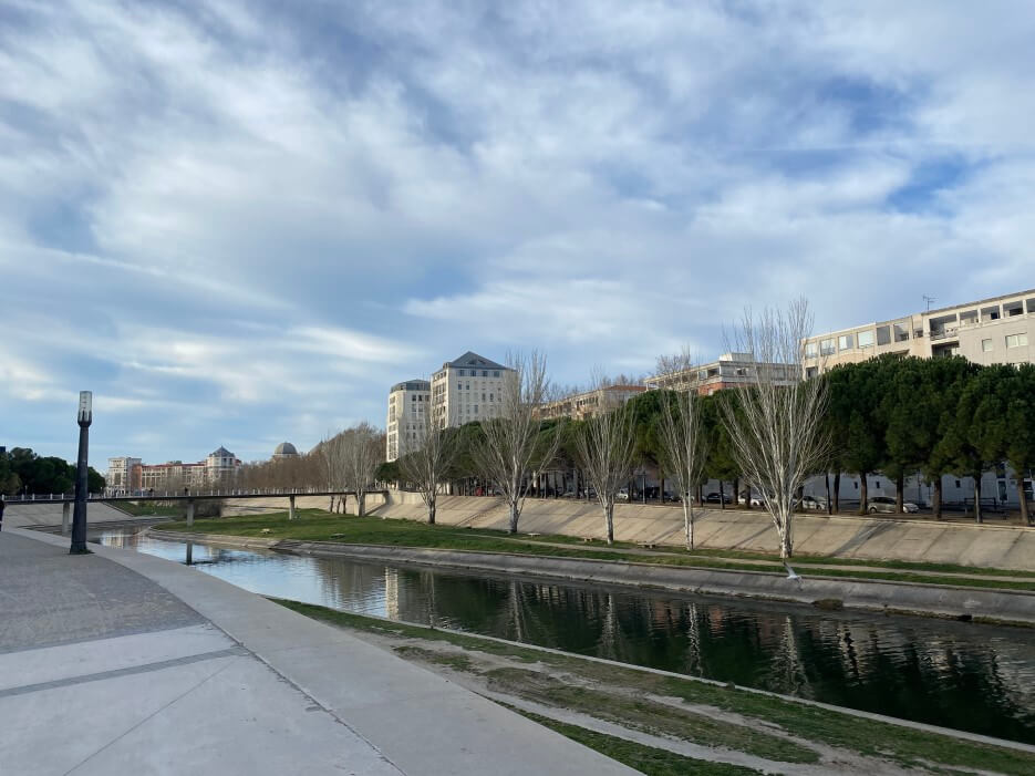The Lez River in Montpellier, France