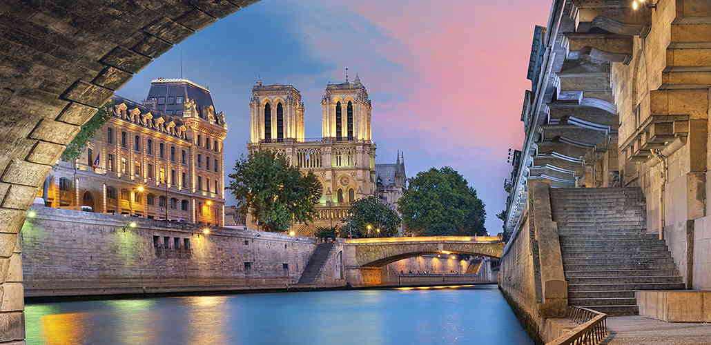 Notre Dame from the Seine at night