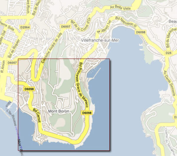 Map of the Quartier Mount Boron in Nice, France