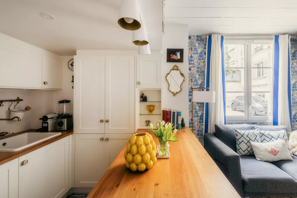 Bright modern kitchen with counter space and view to courtyard Converted Carriage, 25 Rue Saint-Dominique Paris