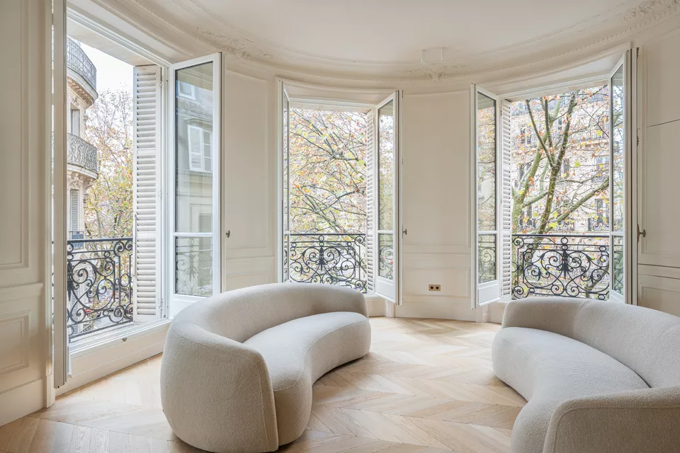 custom wood flooring and large windows and all furnishing at fractional Blvd Saint Germain Paris France