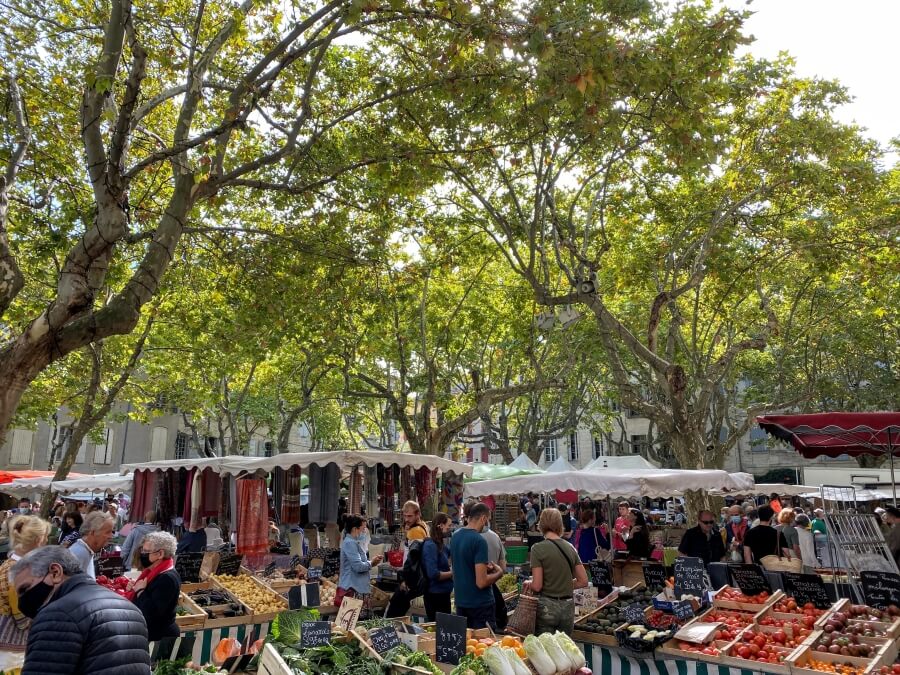An open air public market in France